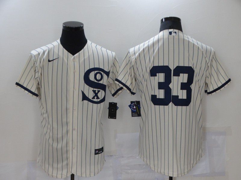 Men Chicago White Sox 33 No Name Cream stripe Dream version Elite Nike 2021 MLB Jerseys